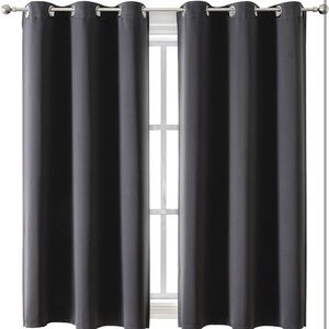 ChrisDowa Blackout Curtain, 1 panel 42W X 63L, black with silver grommets